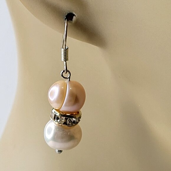 Pink and White Pearl Earrings - Picture 2 of 7